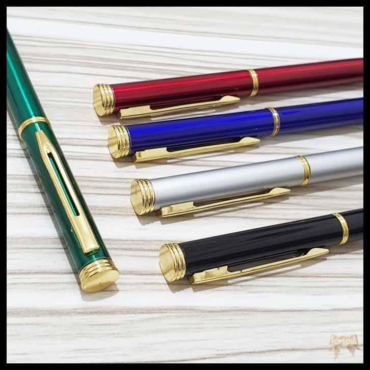 

Merah Pulpen 3 Kancing Emas / Pena Besi Metal Gift Souvenir Pen Gold