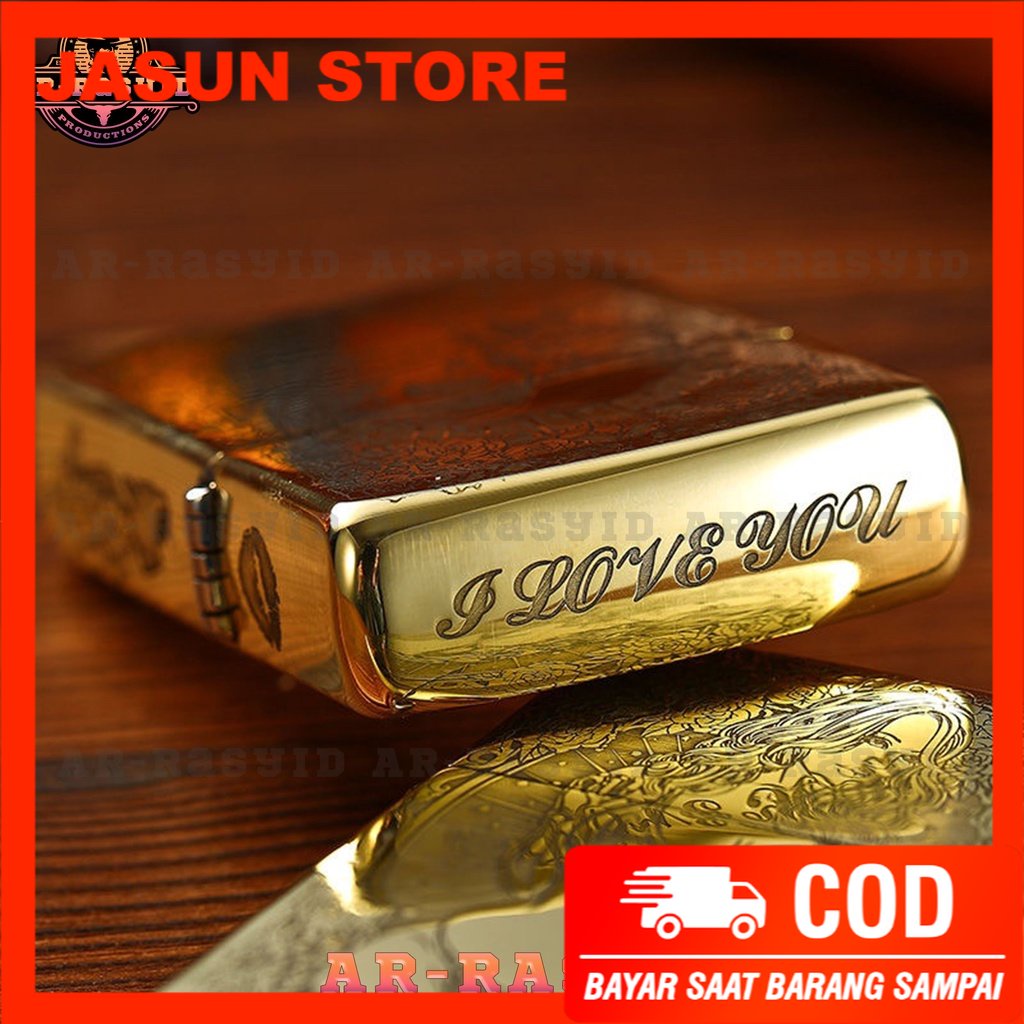 Korek Api Minyak Zippo Gold Ukir Motif Zippo Beauty Women 168 3962-7