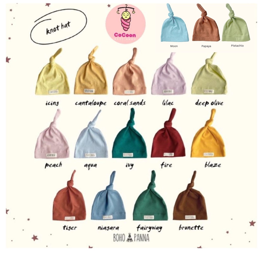 Bohopanna Bohobaby Knot hat / Topi Ikat Bayi / Topi Anak / Topi Balita / Topi Bayi Newborn Cotton
