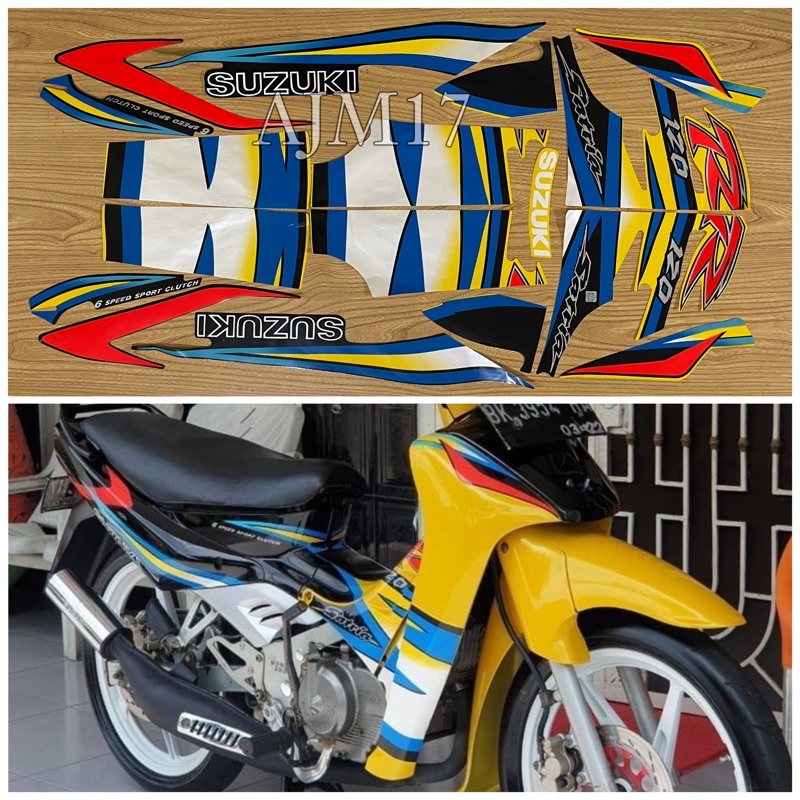 SL03 STIKER STRIPING SATRIA KOTAK LUMBA KUNING HITAM