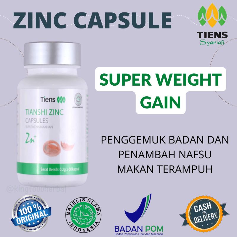 (COD) SUPER WEIGHT GAIN TIANSHI ZINC CAPSULE ORIGINAL PENAMBAH NAFSU MAKAN DEWASA & ANAK-ANAK