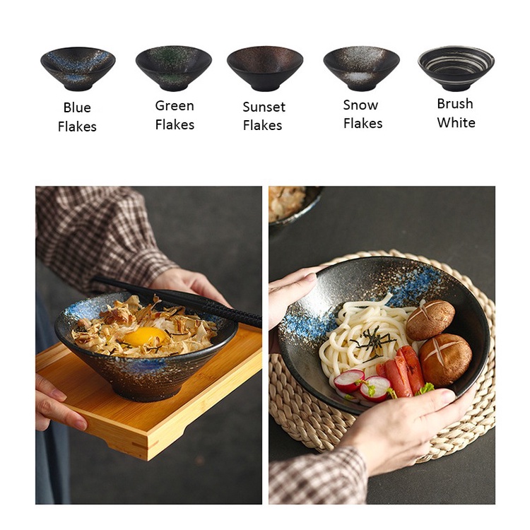 Mangkok Keramik Ramen Jepang - BLACK Series