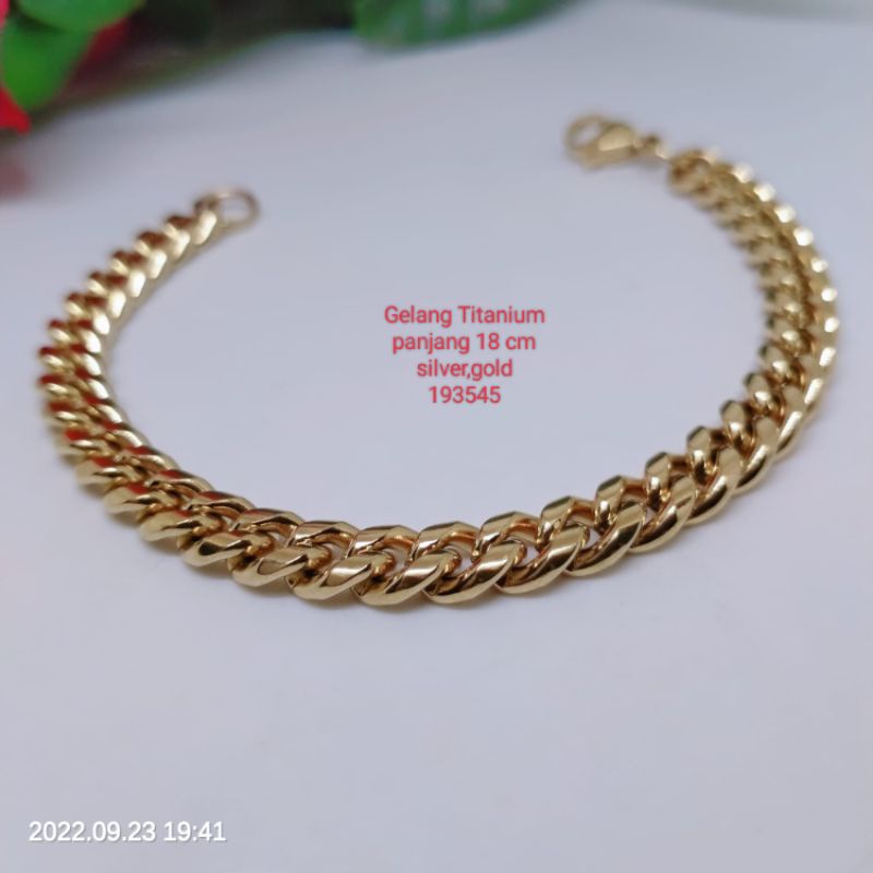 Gelang Titanium Rantai Perhiasan Aksesoris Lapis Emas Terlaris Termurah Fasion Wanita