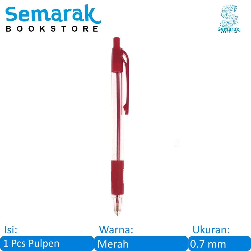 

Standard P5 Retractable Ballpoint Pen Pulpen Cetek Oil Gel Grip Karet 0.7 - Merah