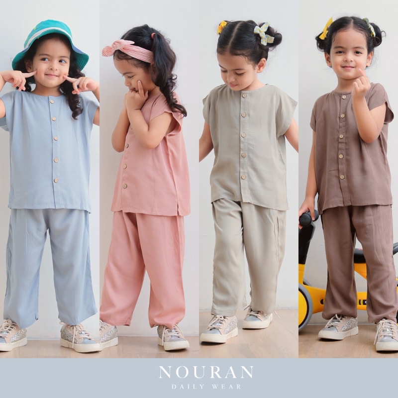 Nouran Set Piyama Baju Tidur Anak Perempuan Rayon Usia 1-7th