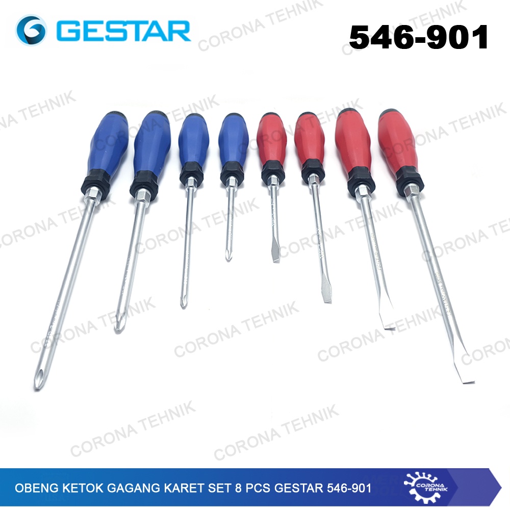 Gestar 546-901 - Obeng Ketok Gagang Karet Set 8 Pcs