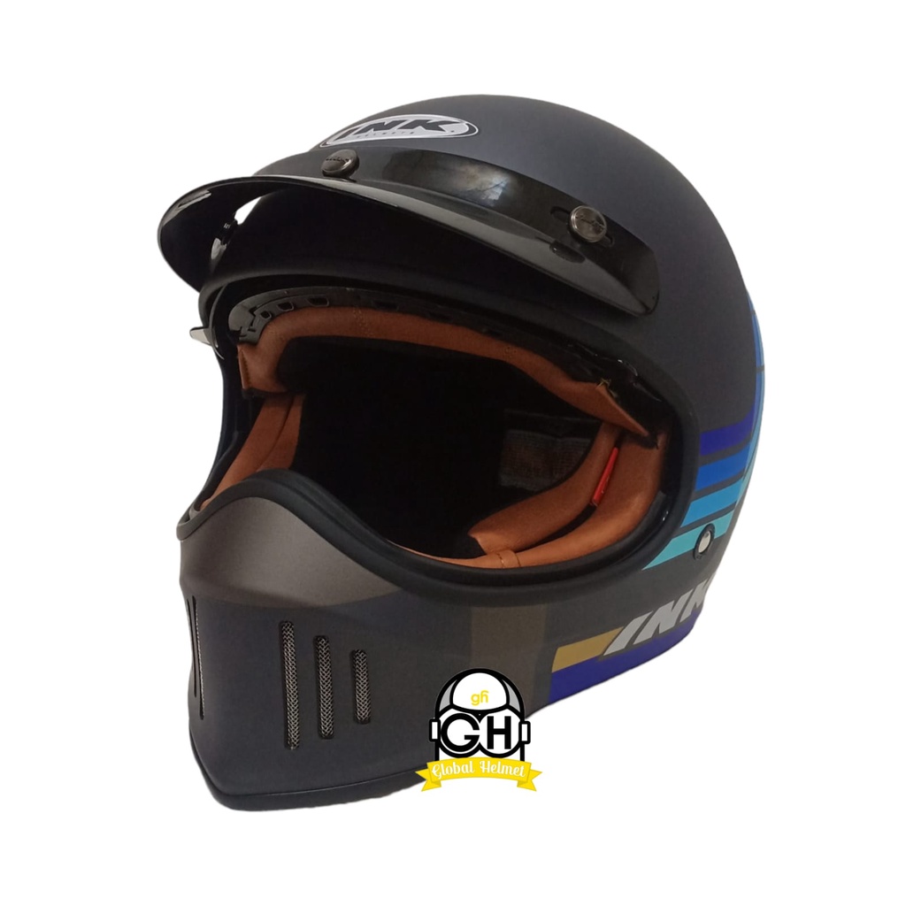 HELM INK TROOPER BORDERLINE MATT ANTHRACITE BLUE FULL FACE CLASSIC DD RING