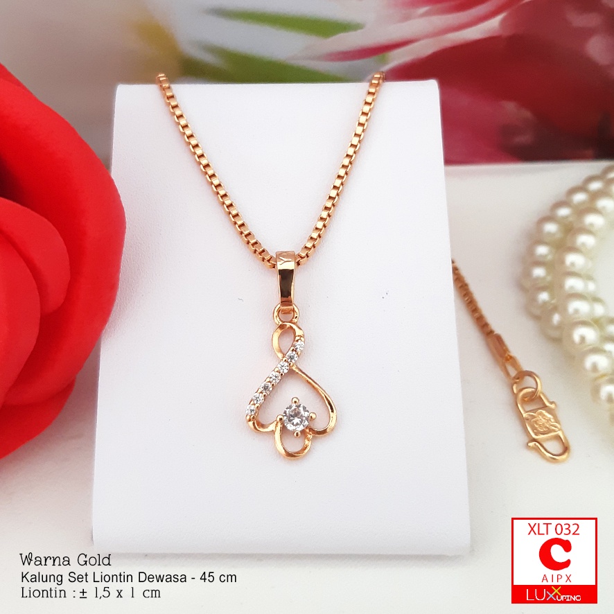 XLT 032  Kalung dan Liontin Set Dewasa Perhiasan Lapis Emas 18K Awet Tidak Mudah Luntur Kalung Xuping Yaxiya Luxx Xuping