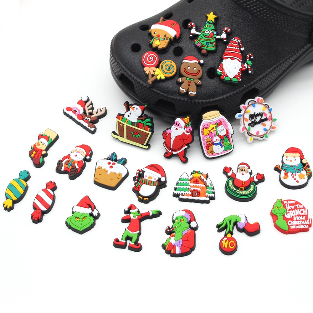 Charms Pin Bentuk Kartun Crocs Untuk Aksesoris Dekorasi Sandal Natal