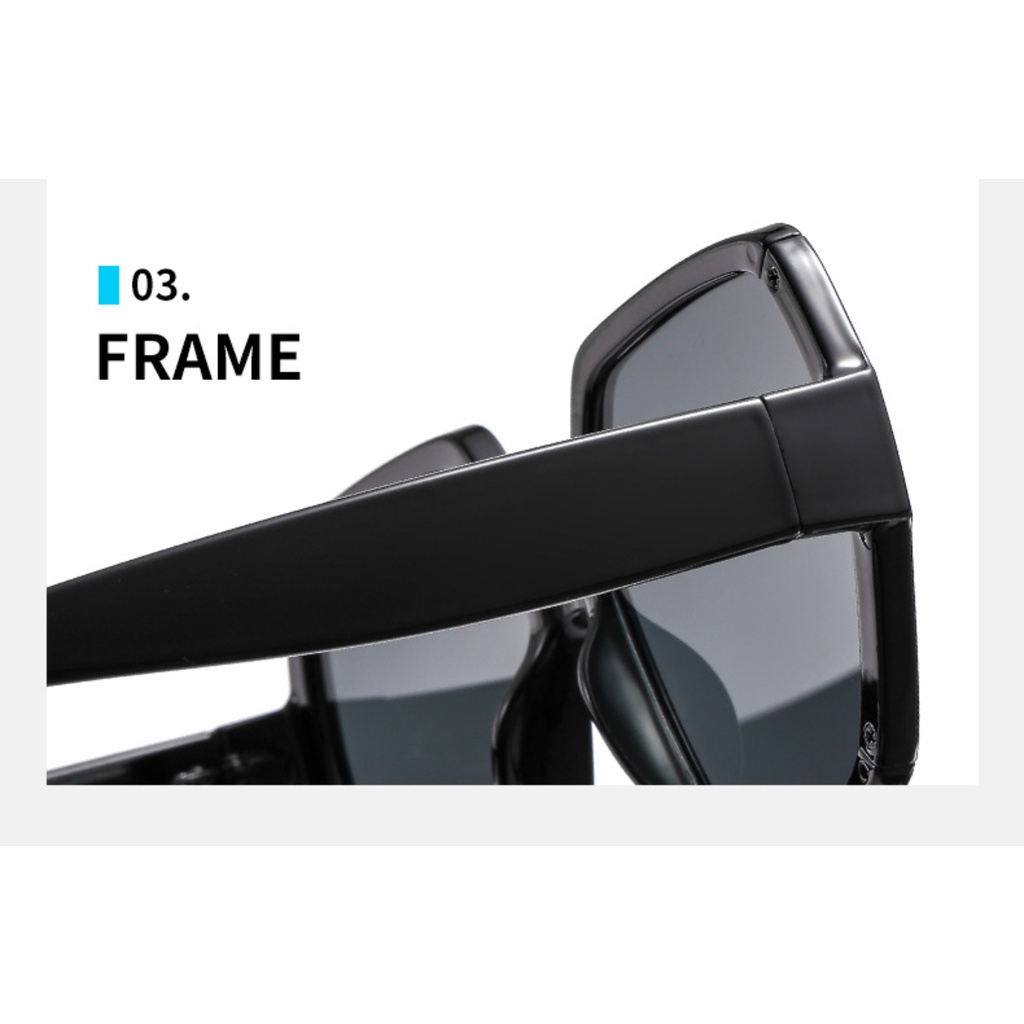 (YUZHU) Kacamata Hitam Frame Asimetris Oversized Gaya Barat / Casual / Musim Panas Untuk Pria / Wanita