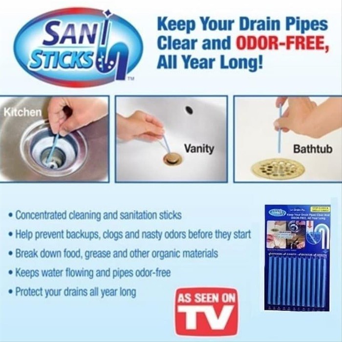 [BISA COD] SANI Stick Untuk WC Stik Pembersih Pipa Pembuangan Saluran Air Stick Drain Cleaner