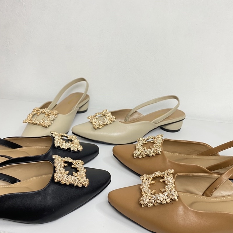 Onlashoes Flatshoes Wanita terbaru PB06 Variasi Kotak Mutiara