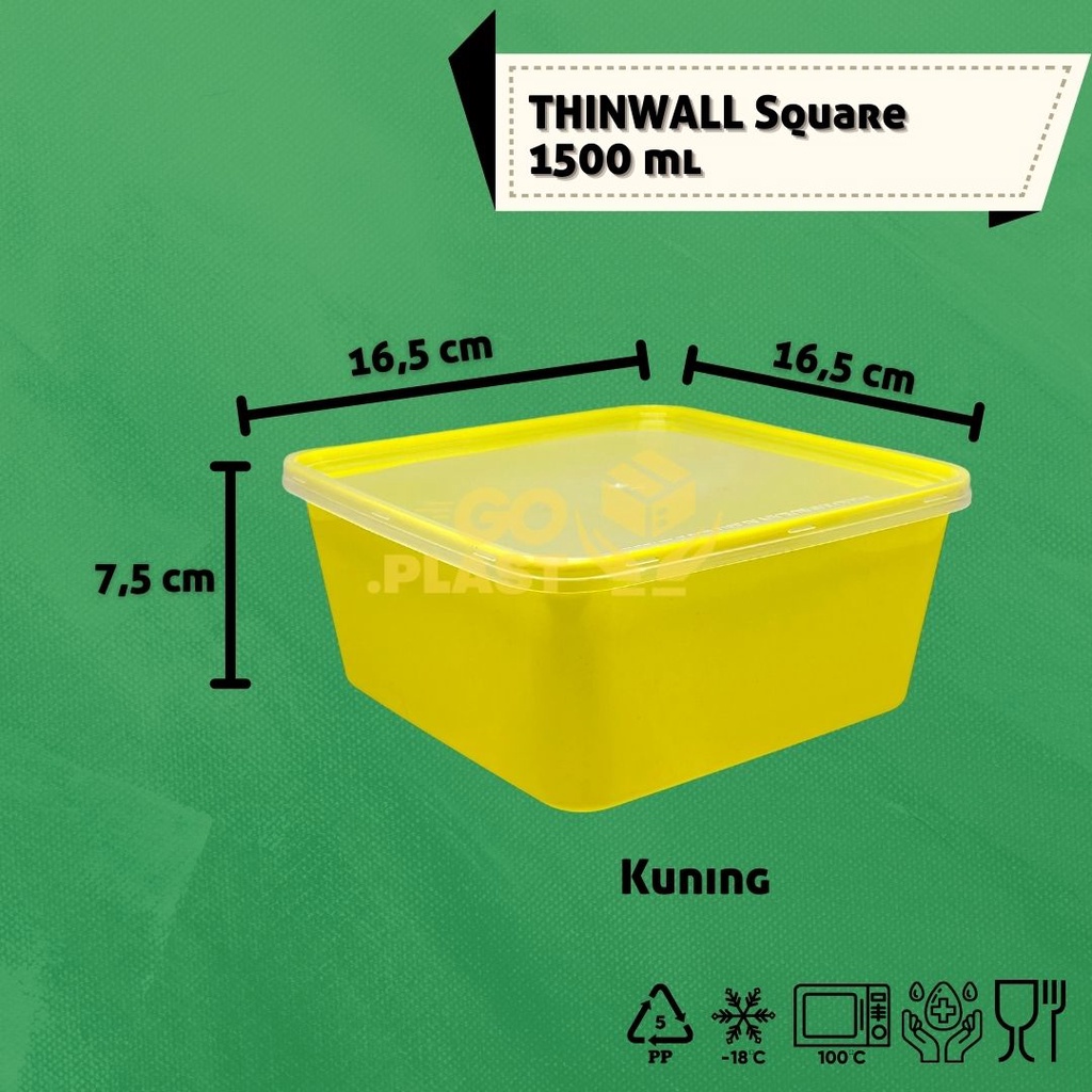 THINWALL 1500 ML WARNA / KOTAK MAKAN PLASTIK 1500 ML WARNA ISI 6 PCS