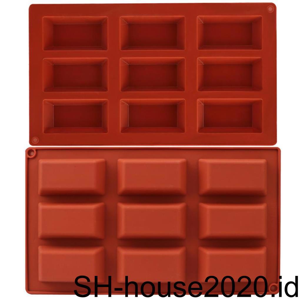 Cetakan Kue / Permen / Cokelat / Sabun Bentuk Persegi Panjang 9 Rongga Flexible Bahan Silikon DIY (house2020