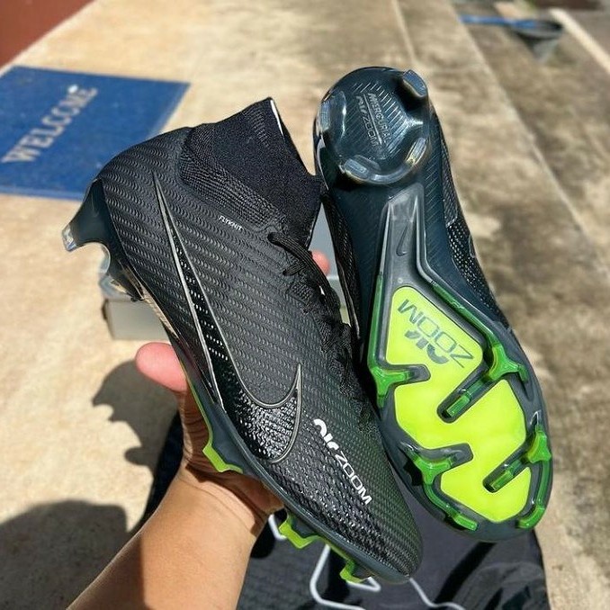 nike mercurial superfly air zoom 9 elite fg black hitam