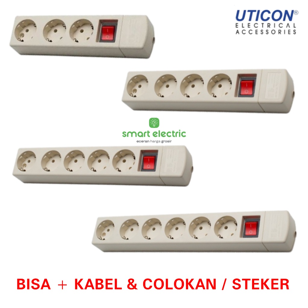 Uticon Stop Kontak Arde + Saklar Cok Sambung Terminal Colokan Kuningan