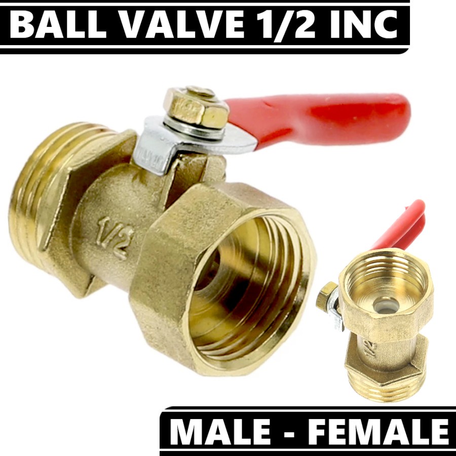 ball valve stop kran 1/2 inch drat luar x drat dalam bahan kuningan