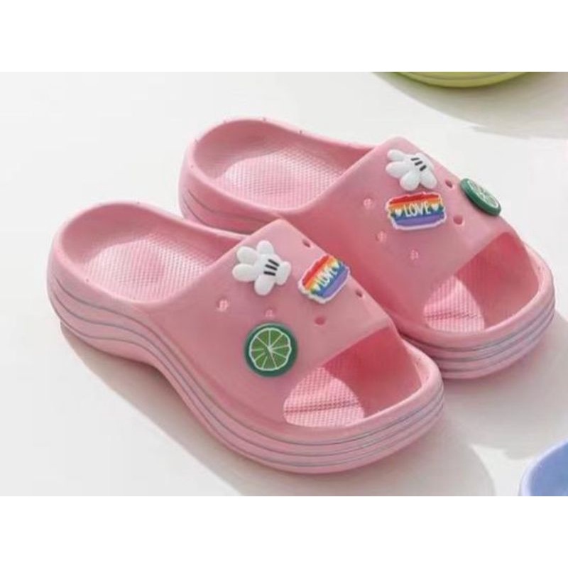 Sandal Crocs Jibbits Fuji Love Wedges + Accesories Import High Quality RF