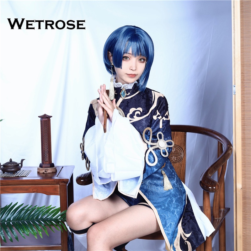 【Wetrose】Genshin Impact Xing Qiu XingQiu Original Ver Battle Uniform Gorgeous Outfit Anime Cosplay Jacket Shirt Pants Costume Kostum Pria Wanita