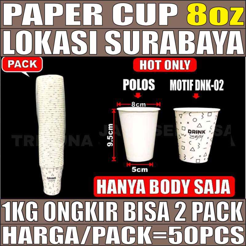 Paper Cup 8oz 50pcs Gelas Kertas Kopi Tahan Panas 240ml Murah Surabaya