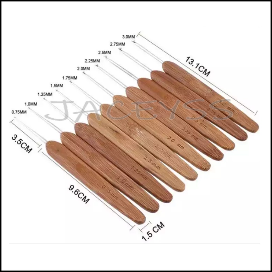 Hakpen Lace Gagang Bambu hakken ukuran kecil small crochet hook