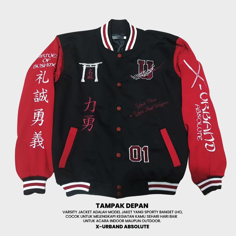 Jaket Varsity - Jaket Bomber Baseball Dragon Ronin Full Bordir