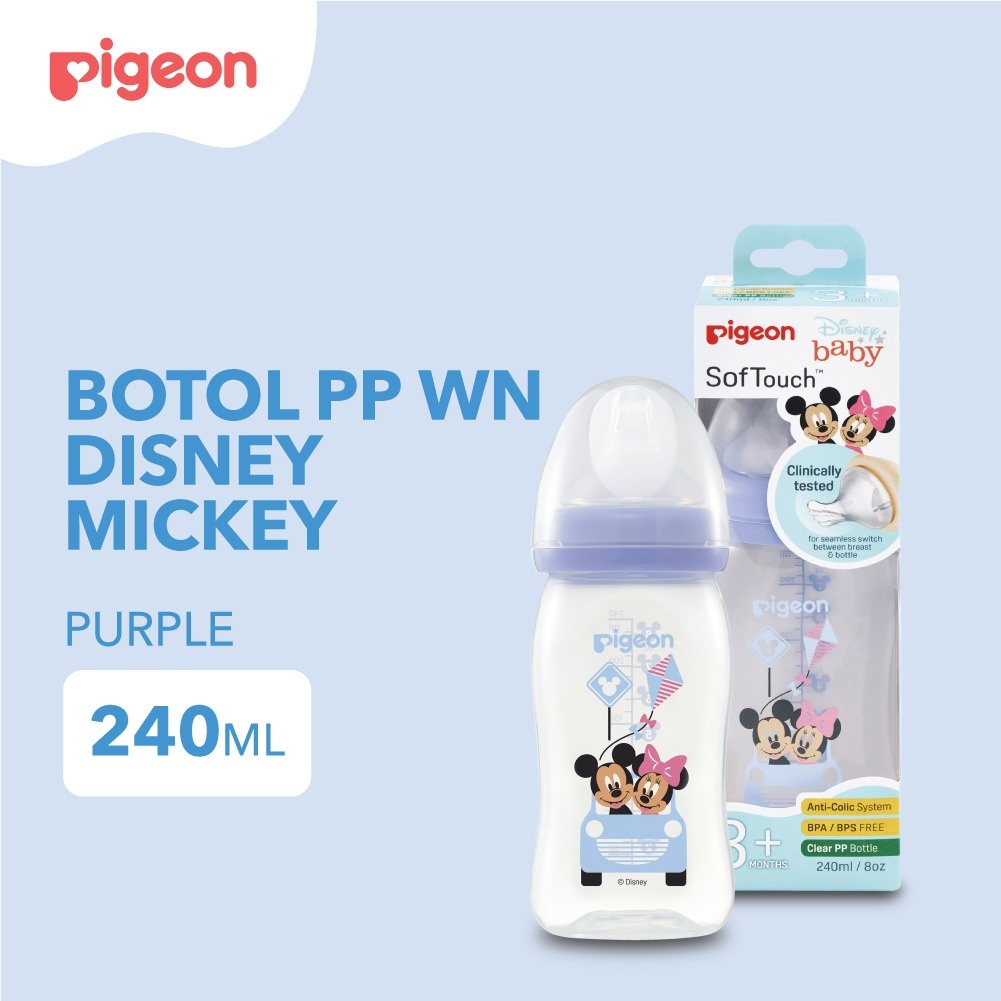 Pigeon PP Wide Neck with P-Plus Nipple Botol Susu [240 mL] PR010318