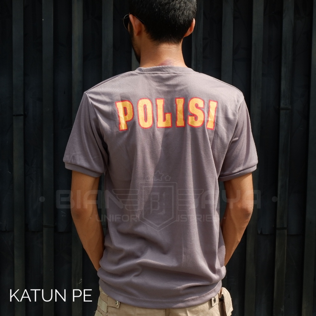 Kaos Plisi kombinasi paiping V kaos polisi pria hitam