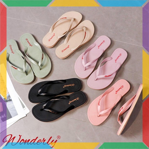 1001-2 Sandal Japit Jelly Wanita Wonderly Sendal Cewek Doff Polos Alas Karet Nyaman Glanzton