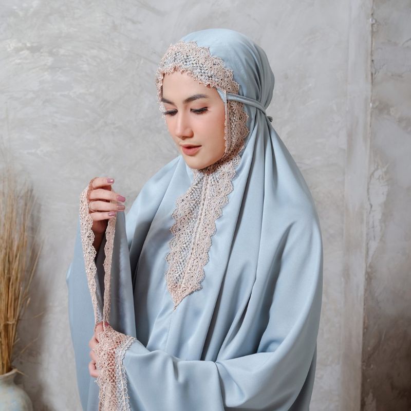 Mukena Shanum Daily 2 In 1 Arabian Renda Mewah Premium Sutra Velvet Traveling