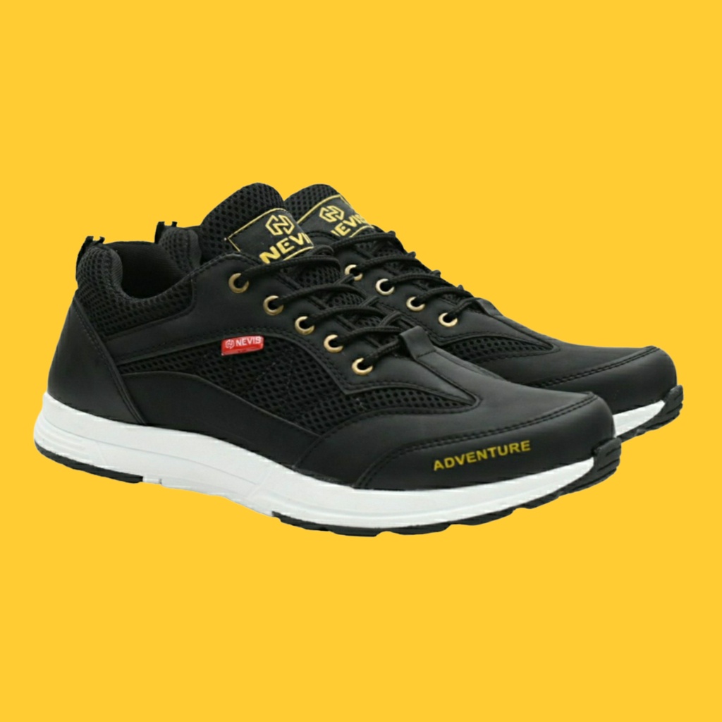 Sepatu Sneakers Pria Casual Nevis Nvs 05 Original Outdoor Kerja Hitam Pria