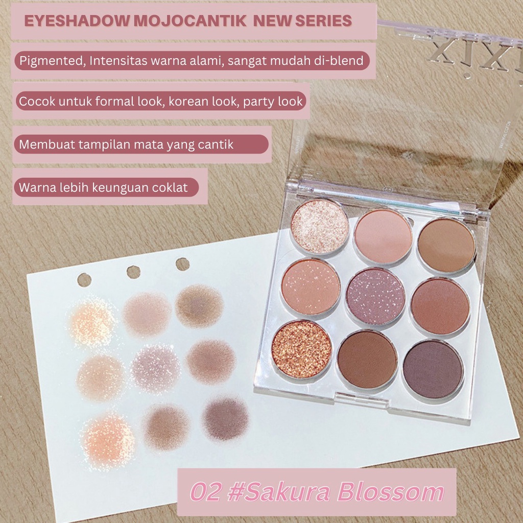 Eyeshadow Mojocantik New 9 Shades round Giltter High Pigmented Easy To Blend Long Lasting Free Kutek Music Random