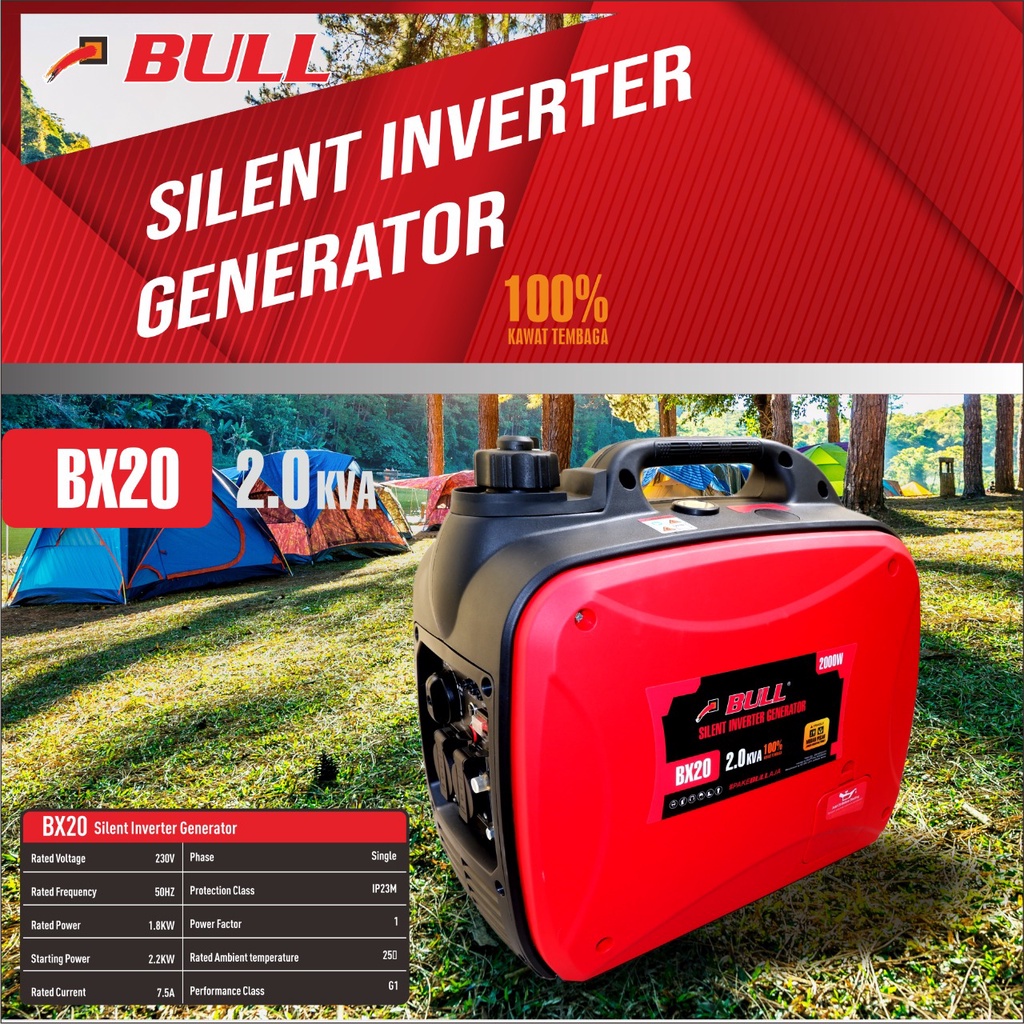 Bull Generator listrik 2000 kva/w silent inverter generator BX-20