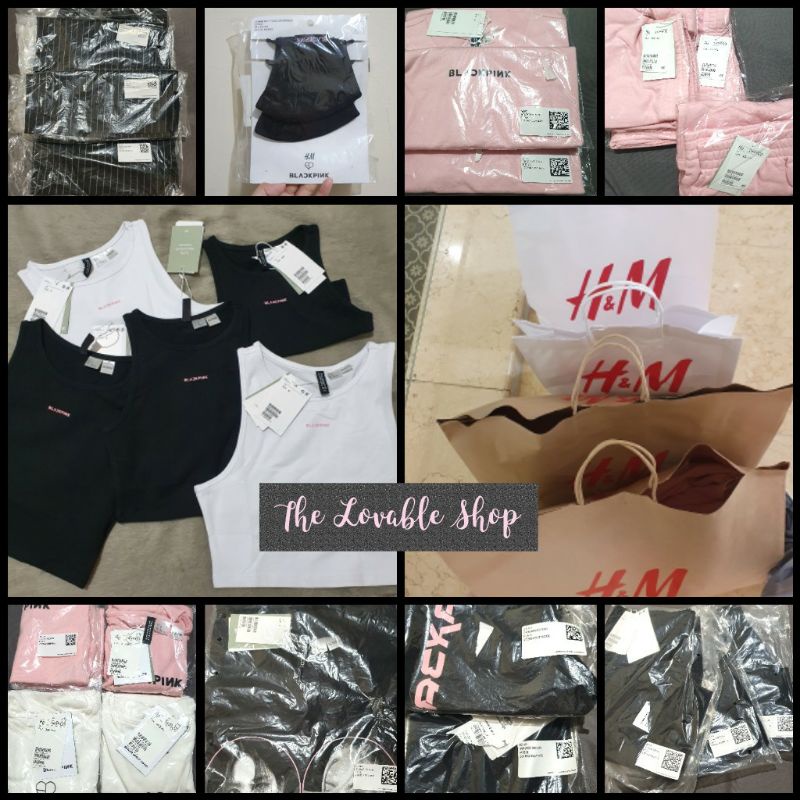 H&M Blackpink Crop top, t shirt, sweatshort, cycling short