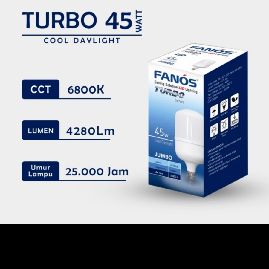 LAMPU FANOS TURBO 45W LED PUTIH LAMPU FANOS