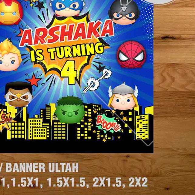 BANNER ULANG TAHUN / BACKDROP ULTAH / SPANDUK ULANG TAHUN UL-TAH AVENGERS