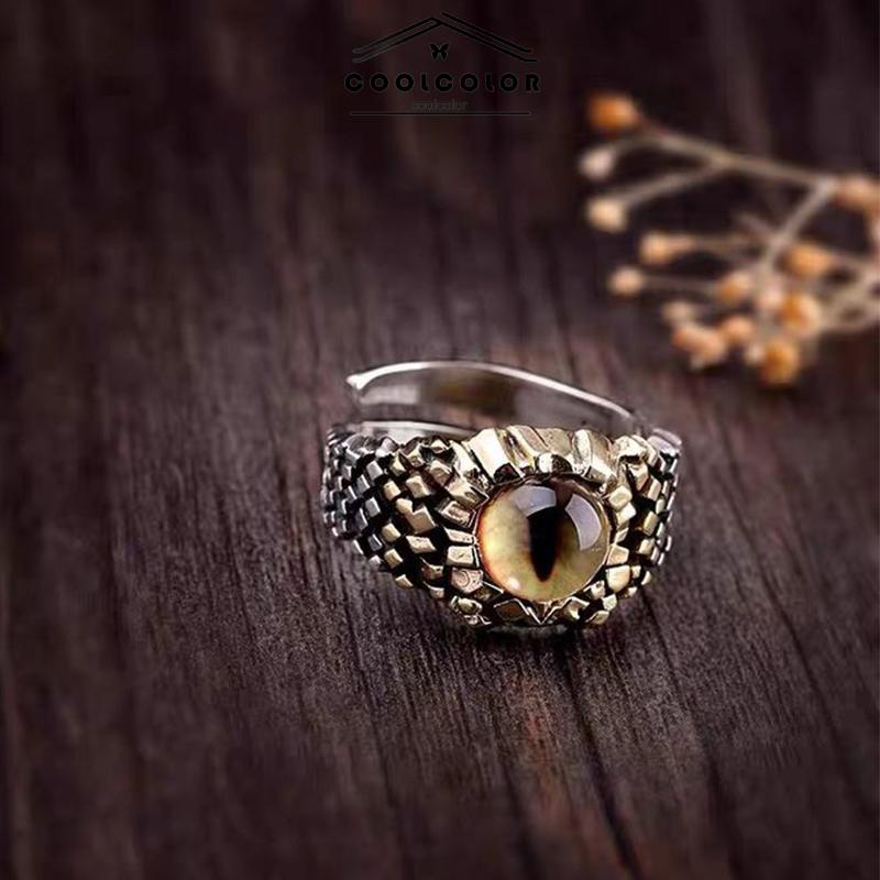 COD❤️2022 Cincin Pria Desain Mata Merah Bahan Metal Gaya Retro Punk Rock Untuk Pesta Motor- cl