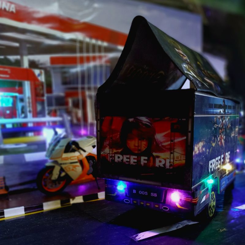 Miniatur Truk Oleng Jumbo 42 CM full lampu terpal Mainan Anak