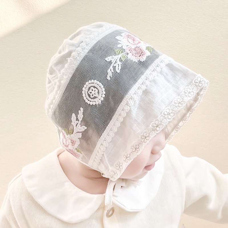 Tokobia topi bayi perempuan baby bonnet renda import HAT103