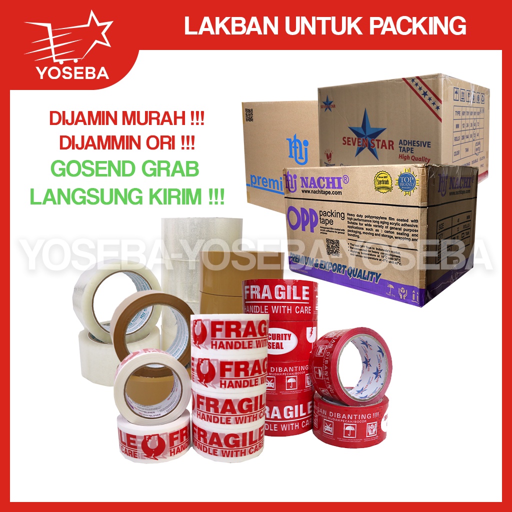 

Lakban Murah Bening Coklat Fragile Jangan Dibanting Nachi Premier Tape Seven Star