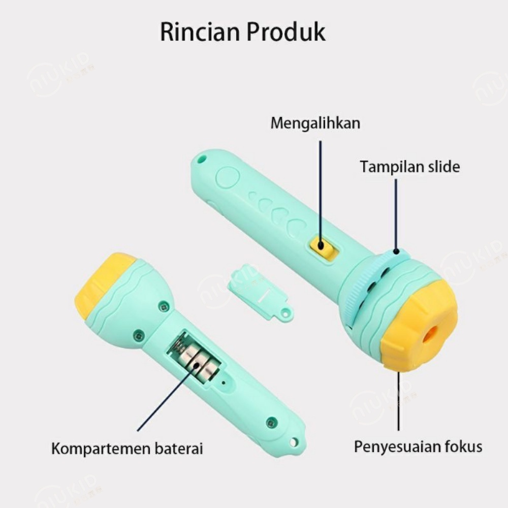 NIUKID MAINAN ANAK SENTER PROYEKTOR FUN FLASHLIGHT MAINAN PROYEKTOR GAMBAR MAINAN EDUKASI