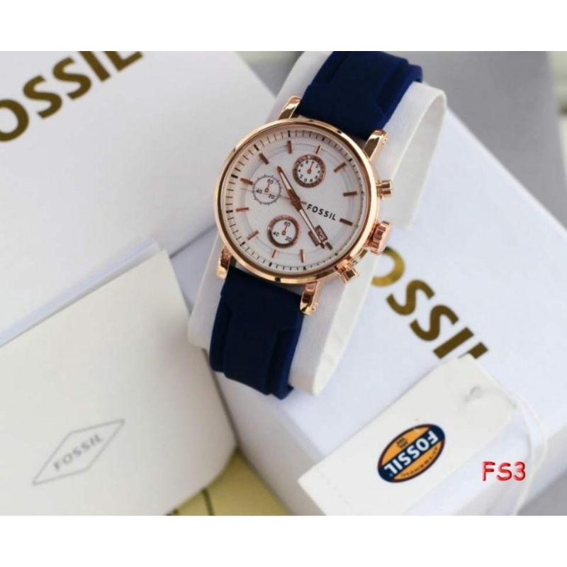 Jam Tangan Fosl Wanita Chrono Free Box Exlusive Waterproof