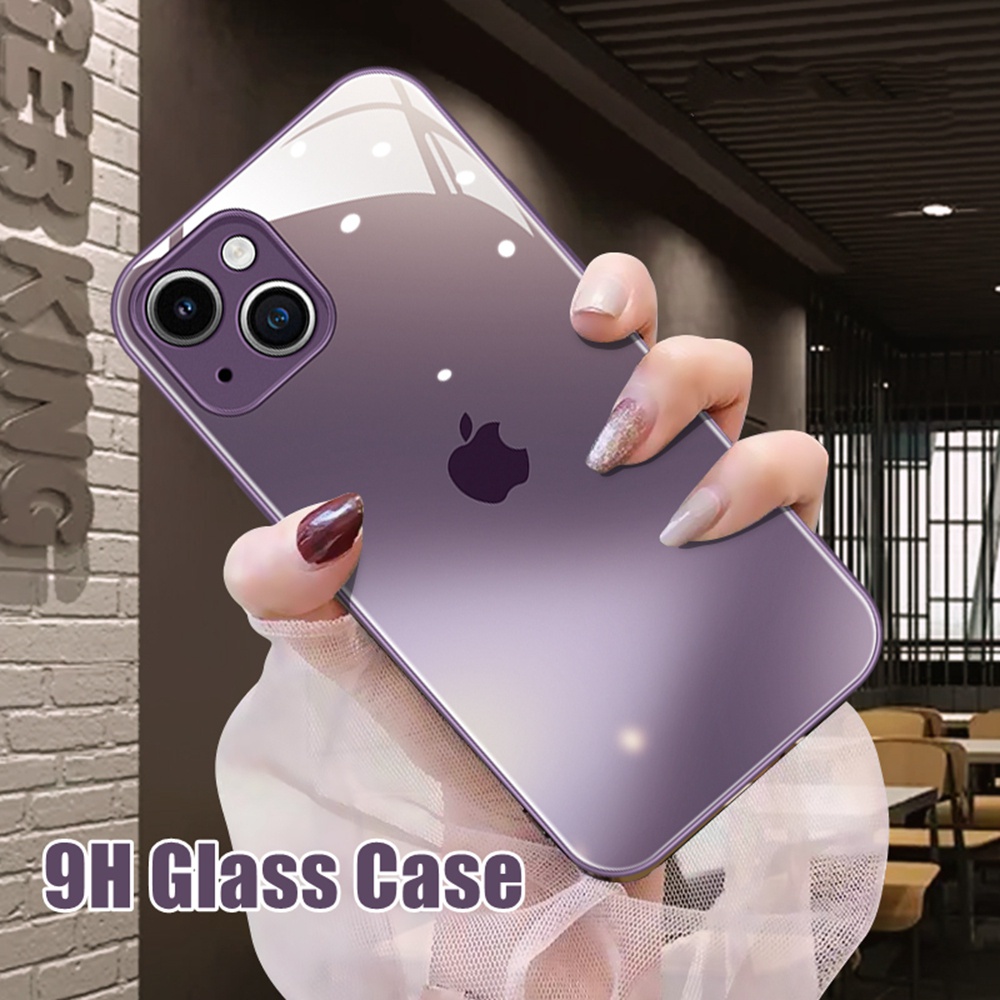 Casing Tempered Glass iPhone 14 13 12 11 Pro MAX 14 Plus Dengan Frame Silikon