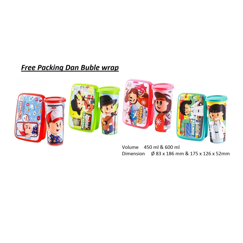 Lunch Box + Tumbler Set Kotak Bekal Anak Souvenir Ultah Serbaguna Tempat Makan Sekolah Bonus Botol Lazio