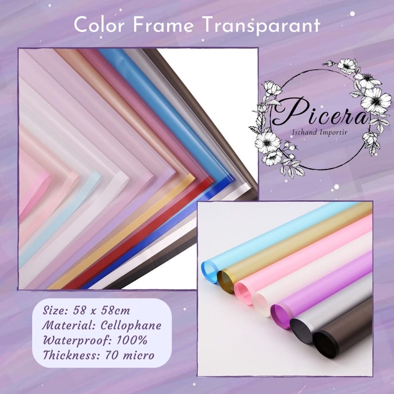

Flower Wrapping Paper Color List Frame Transparant Cellophane Waterproof Kertas Bungkus Pembungkus Bouquet Bunga Warna Transparan