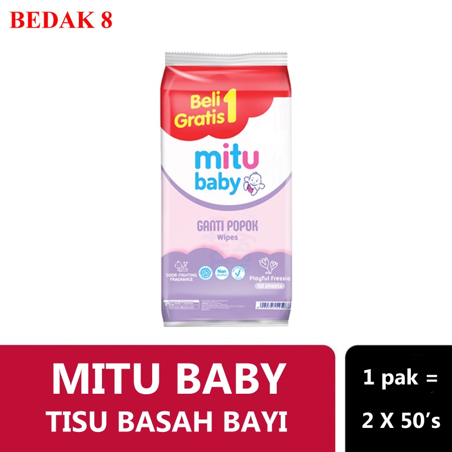 Mitu Baby Tisu Basah Bayi Ganti Popok  50's X 2/ But 1 Get 1