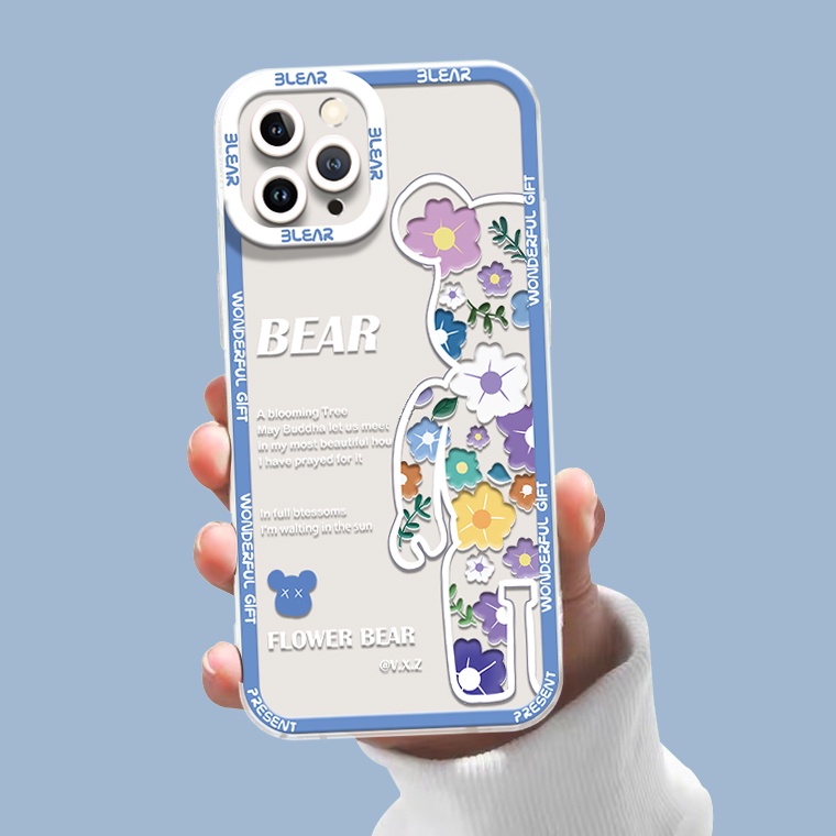 Soft Case TPU Transparan Motif Beruang Lucu Untuk IPhone 14 13 12 11 Pro XS Max X XR 8 7 6 6S Plus