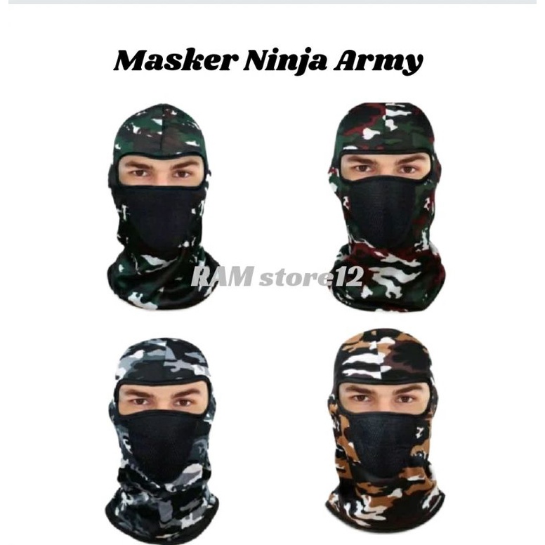Masker Ninja Balaclava / Masker Ninja Full Face / Masker Ninja Army / Masker Motor