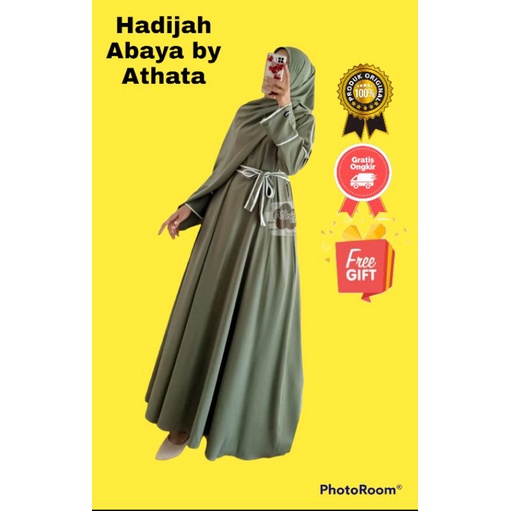 SET HADIJAH ABAYA ORIGINAL ATATHA BAHAN ITYCREPE PREMIUM HALUS ADEM