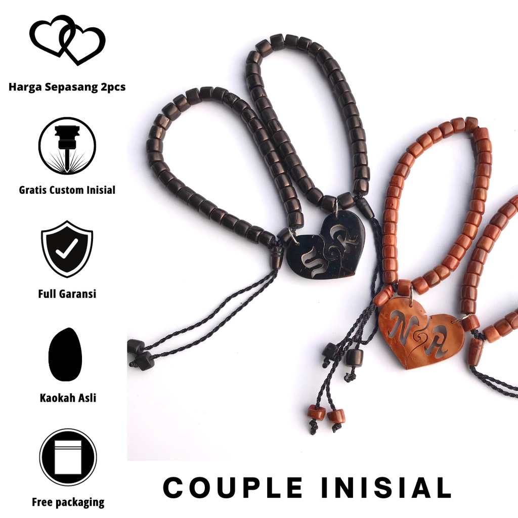 Gelang Couple Inisial Huruf Custom Love Pasangan Kaokah Kokka Kaukah Kaoka Kokka Original Handmade